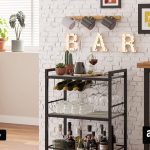 TUTOTAK Bar Cart – Home Serving Cart with Wine Rack and Glass Holder on Wheels