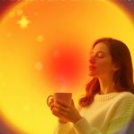 Red sunset lamp projector with adjustable head for cozy room lighting and home decor