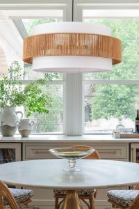 22.4in modern boho rattan chandelier with 4-light woven wicker design, hemp rope accents, and fabric shade – ideal hanging light for kitchen, dining room, or living space