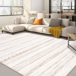 "5x7 washable boho Moroccan area rug in neutral brown for living room"