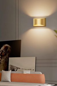 Aipsun modern gold wall sconce indoor light set of 2, up and down hardwired design with 3000K warm white G9 bulbs – perfect for hallway, bedroom, or living room