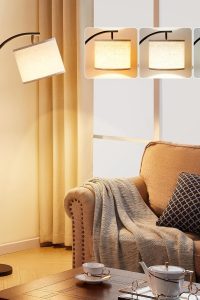 Ambimall 60-inch floor lamp with adjustable linen shade and 3 color temperature LED bulb, ideal modern lighting for living room, bedroom, or office