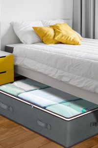 Budding Joy 90L Grey Under Bed Storage Containers – Foldable Organizer Bins for Clothes, Comforters, Pillows, and Linens