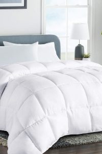 White COHOME queen-size cooling comforter 88"x88" – reversible down alternative duvet insert with anti-clump tech and corner tabs for secure fit