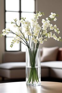 Clear glass cylinder vase 12 inches tall by 4 inches diameter, perfect for home decor or events.