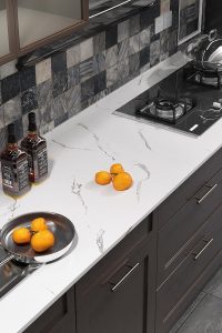 "FunStick white marble contact paper on kitchen countertop – waterproof and matte finish"