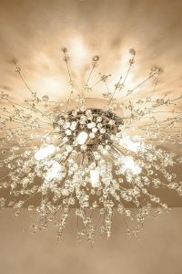 "Modern Gold Crystal Sputnik Firework LED Flush Mount Ceiling Light for Bedroom or Kitchen"