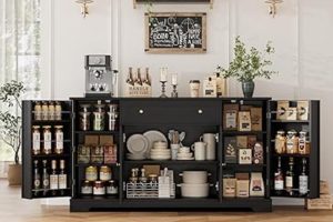 HITHOS 54-inch modern buffet cabinet with wood finish, drawer, and adjustable shelves—ideal for kitchen storage, dining room sideboard, or coffee bar setup