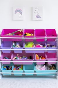 “Humble Crew toy storage organizer with 16 removable colorful bins”“Large supersized toy organizer in white, blue, pink, and purple”