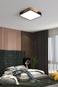 Black modern flush mount LED ceiling light, 11.8-inch round fixture with 6500K cool white light for bedroom, kitchen, hallway, or living room