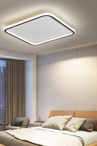 19.6-inch ultra-thin square LED flush mount ceiling light with 3 color temperature settings, ideal for modern bedroom or living room lighting.