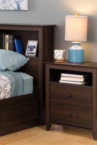 Prepac Yaletown Traditional Espresso Tall Nightstand with 2 Drawers and Open Shelf – Model EDNH-1202-1, 16x23x28 Inches