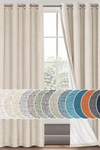 PrinceDeco natural linen blackout curtains – 2 panel set, 84 inches long, white backing, thermal insulated light blocking drapes for bedroom or living room