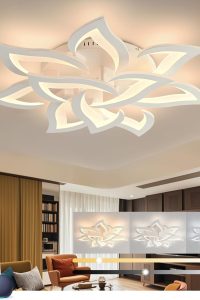 SKY ANGLE smart dimmable LED ceiling light fixture with remote control, 90W flush mount, adjustable 3000-6000K color temperature, ideal for bedroom, living room, and dining room