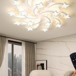 Star-shaped white LED ceiling light with 15-point design in modern bedroom setting