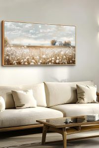 ERQINHUA white flower canvas wall art framed 20x40 inch floral landscape painting for living room, bedroom, kitchen, and bathroom home decor