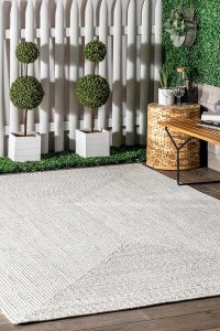 nuLOOM 2' x 3' hand braided area rug in Wynn Ivory – solid weather-resistant and pet-friendly rug for indoor/outdoor use on patio or bedroom