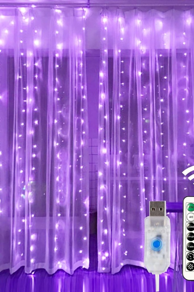 300 LED Window Curtain String Fairy Lights – USB Powered with 8 Lighting Modes and Remote for Holiday & Party Decor