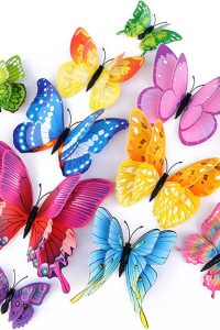 "Set of 24 colorful 3D butterfly wall stickers with magnets for home and party decoration"