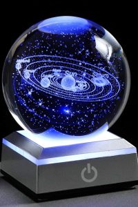 80mm 3D solar system crystal ball with laser-etched planets