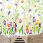 “Colorful flower window clings on glass for spring home decor”