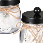 "SheeChung black Qtip holder jar with clear lid on bathroom counter"