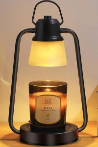 Vintage-style candle warmer lamp with timer and dimmer, flameless electric wax melt warmer for jar candles, ideal for home decor and gifting
