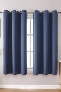 ChrisDowa Stone Blue Blackout Curtains – 2 Thermal Insulated Grommet Panels for Bedroom or Living Room, 42W x 63L