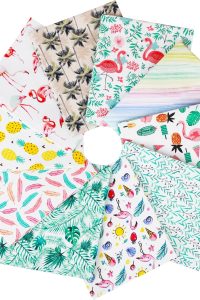 “Tropical Flamingo print cotton fabric bundle – 10 fat quarters by Craftido”