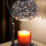 "VXUNLIOR luxury smart candle warmer lamp with crystal gemstone shade and LED color-changing base on modern home table"
