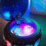 "Vintage constellation goddess music box with rotating figurine and LED lights"