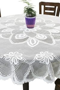 GEFEII 70 Inch White Round Lace Tablecloth – Crochet Table Linen for Kitchen, Dinner, Wedding, Party, Banquet, or Christmas Decoration
