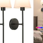NIORSUN Battery Operated Wall Sconce Set of 2 in Matte Black Finish
