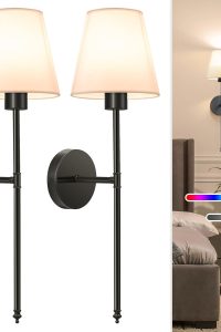 NIORSUN Battery Operated Wall Sconce Set of 2 in Matte Black Finish