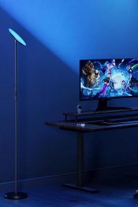 RGBWW Smart Torchiere Floor Lamp with Matte Black Finish and 2800LM Brightness