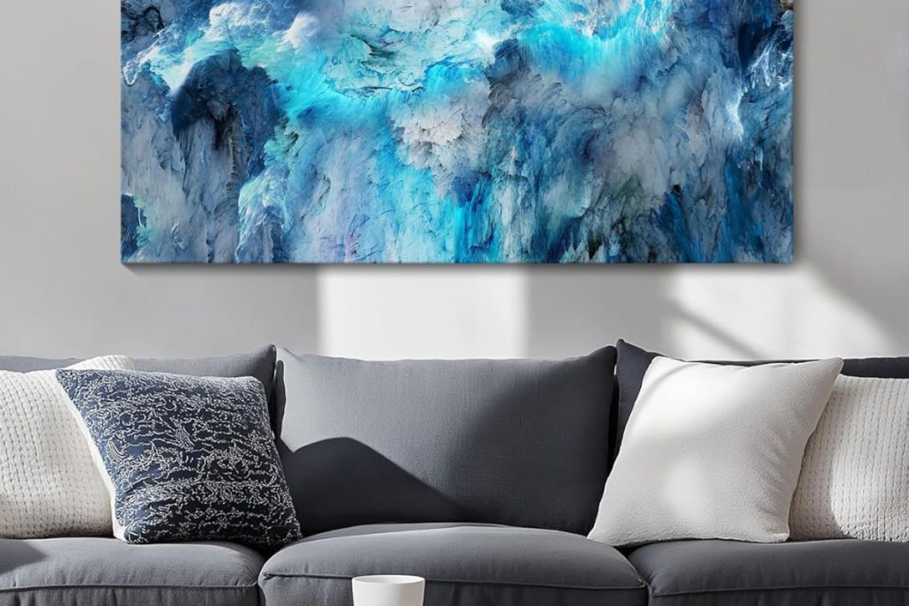 Mofutinpo Blue Abstract Canvas Wall Art – Modern 3-Piece Artwork for Living Room, Bedroom, or Dining Room Wall Décor