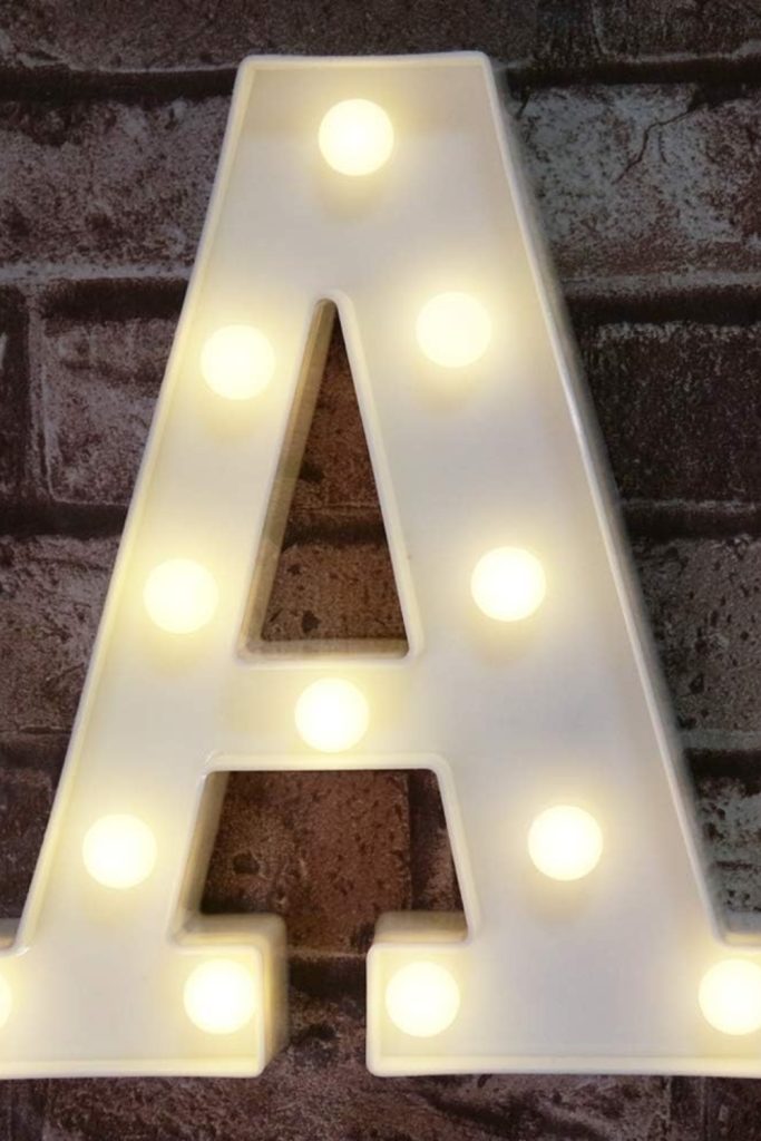 Pooqla LED marquee letter “A” light – battery-operated alphabet sign for party, home, or wedding decoration