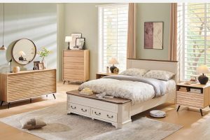 RedLemon 5-Drawer Mid-Century Modern Dresser in Natural Oak with Fluted Wood Finish and Tapered Legs – 48 Inches Tall