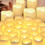"SHYMERY 24-pack flameless votive candles with warm white LED glow"