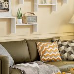 Set of 5 SRIWATANA floating wall shelves in washed white wood, styled for bathroom, kitchen, bedroom, or living room wall decor and storage.