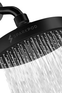 “SparkPod High Pressure Rain Shower Head – Matte Black 6 Inch Round with 90 Anti-Clog Nozzles”