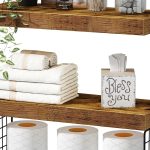 QEEIG Rustic Brown Bathroom Floating Shelves Over Toilet – Set of 2 Wall-Mounted Storage Racks