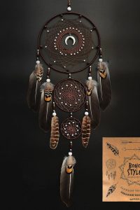 Urdeoms large brown boho dream catcher with turquoise charm