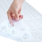 “YINENN clear bath and shower mat 40x16 inch with suction cups and drain holes for non-slip tub safety”