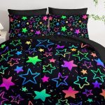 "Colorful stars printed 7 piece twin comforter set for kids"