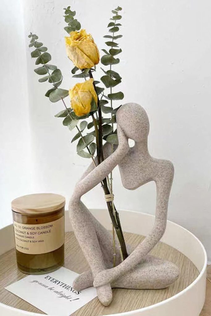 “Sandstone resin Thinker sculpture for home and office decor”
