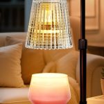 "Adjustable candle warmer lamp with built-in timer for safe flameless lighting"