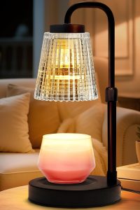 "Adjustable candle warmer lamp with built-in timer for safe flameless lighting"