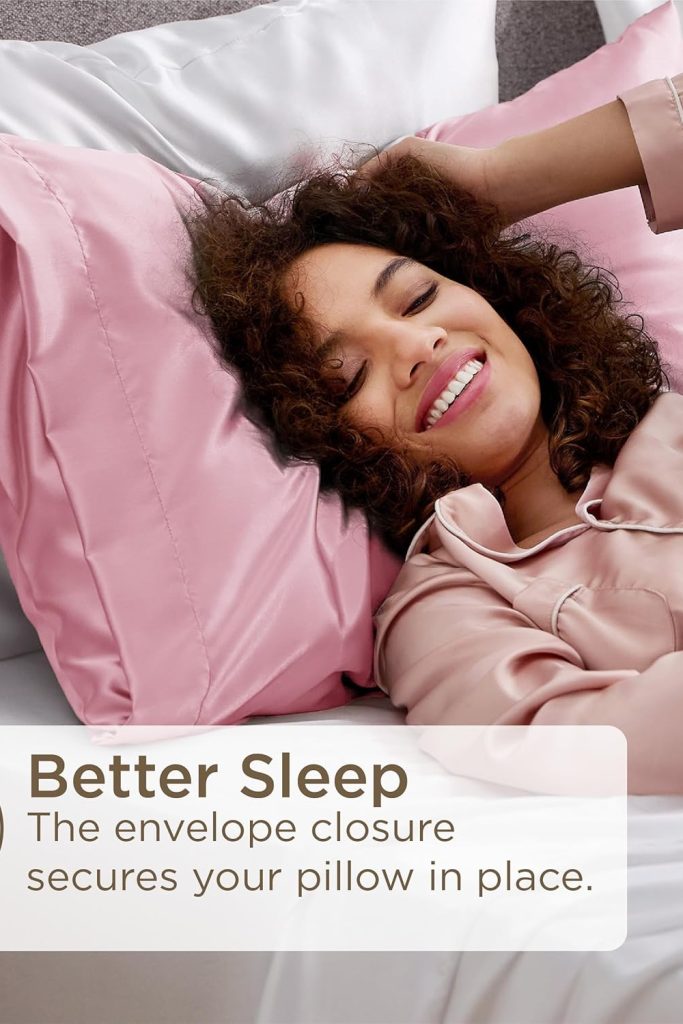 Bedsure satin pillowcases queen size set of 2 in pink color for hair and skin care