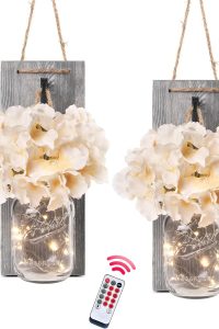 Besuerte rustic wooden wall hanging with LED string lights and inspirational quote for farmhouse decor